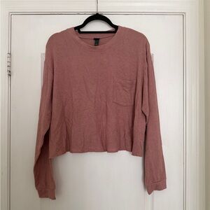 Wild Fable Dusty Rose Long Sleeve Cropped Tee